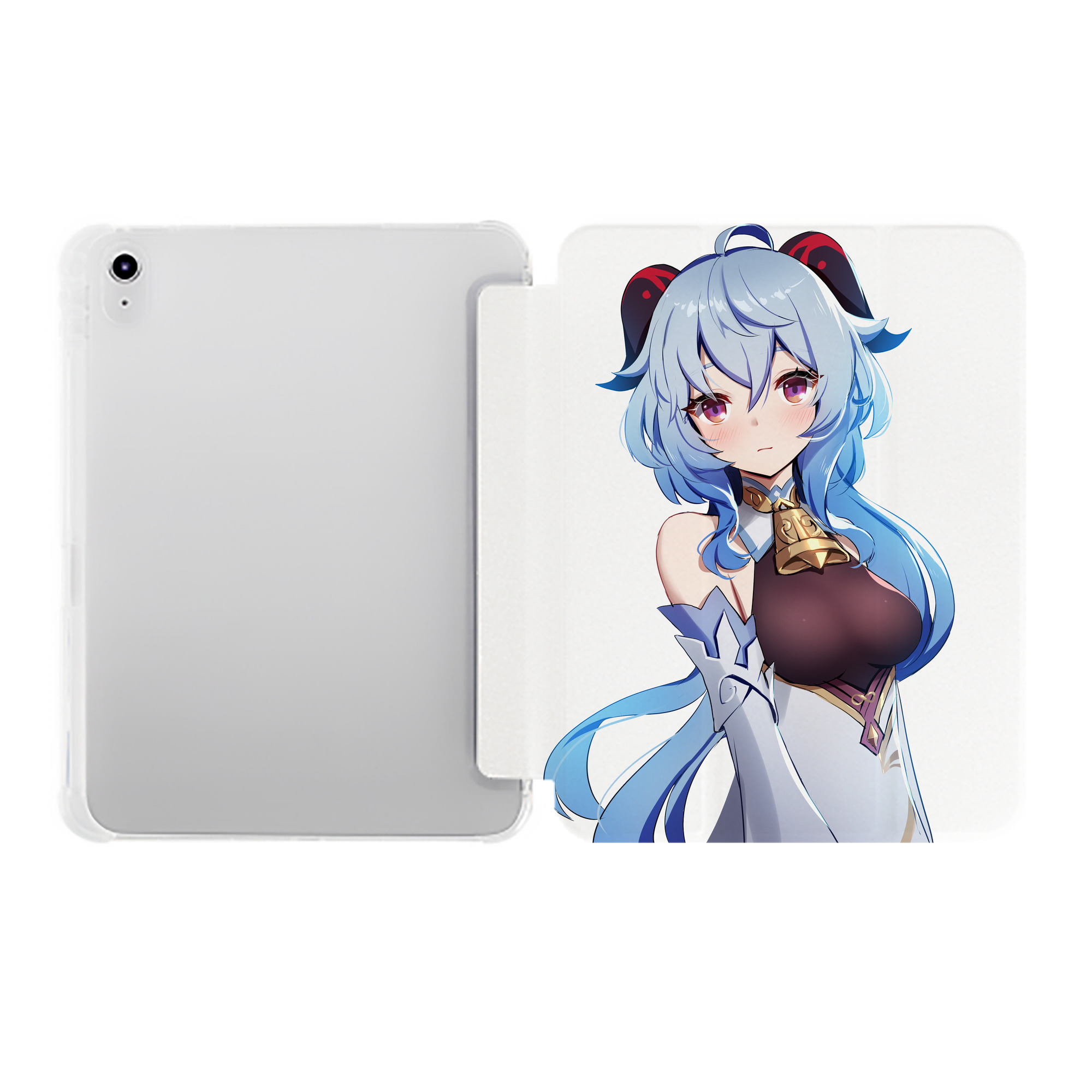 げんし神 甘雨 かんう genshin Ganyu IPad ケース ペン収納付き 三つ折りスタンド PUレザー×シリコン 対応機種9.5/10.5/10.9インチ
